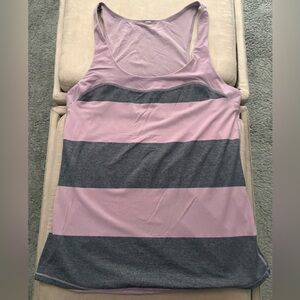 Lululemon Pink and Gray Striped Tank